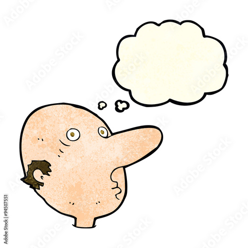 cartoon balding man with thought bubble