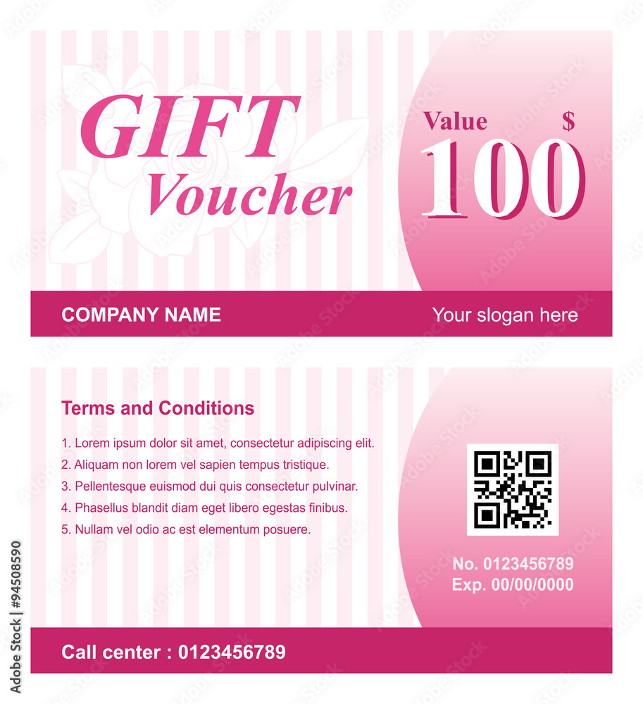 Fototapeta premium Voucher template with rose background