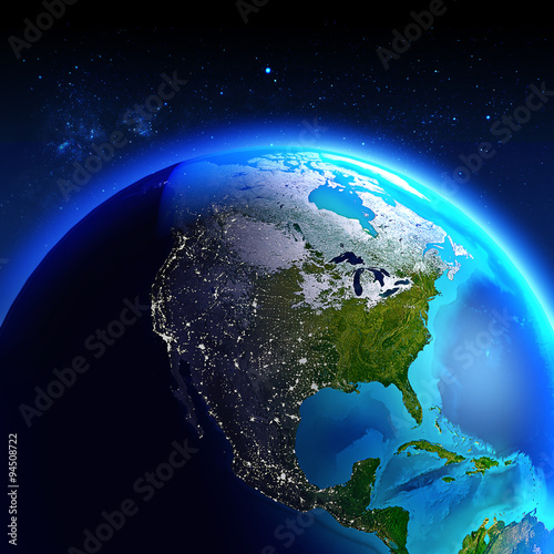 North America seen from space / Elements of this image furnished by NASA. 