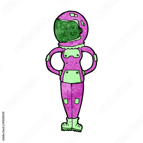 cartoon female astronaut