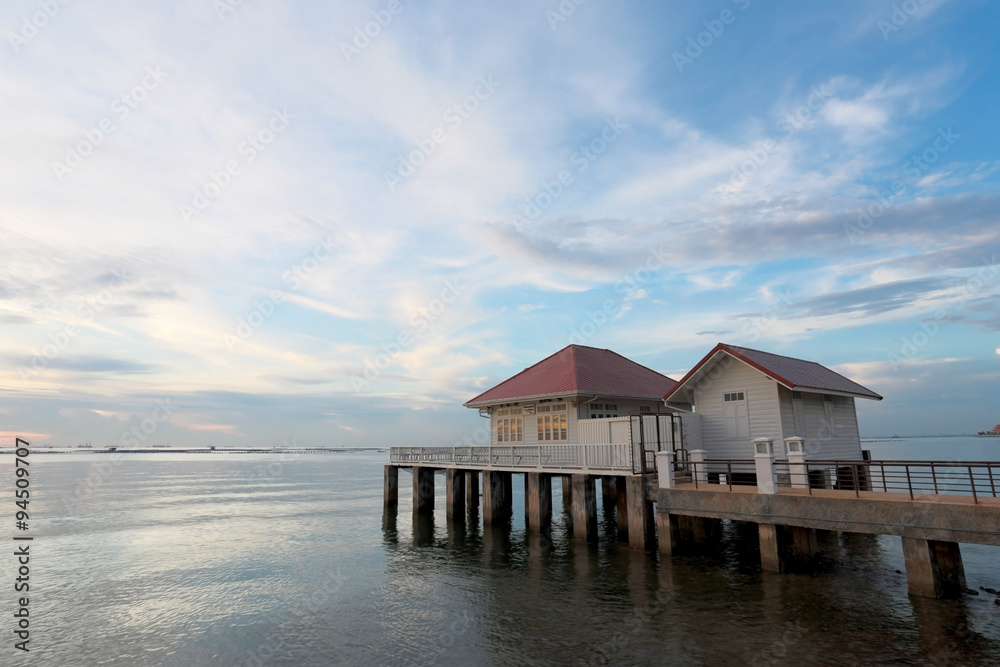 Seaside resort in the evening. Seaside resort in the evening.