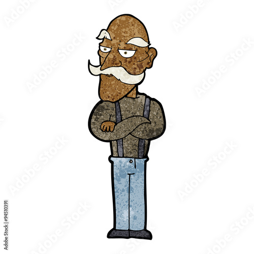 cartoon bored old man