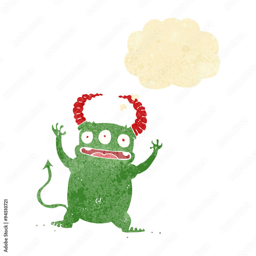 cartoon little devil with thought bubble cartoon little devil with thought bubble