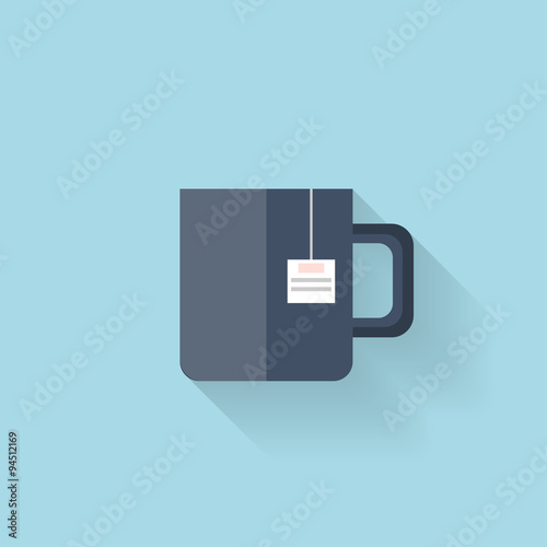Flat web icon. Tea cup