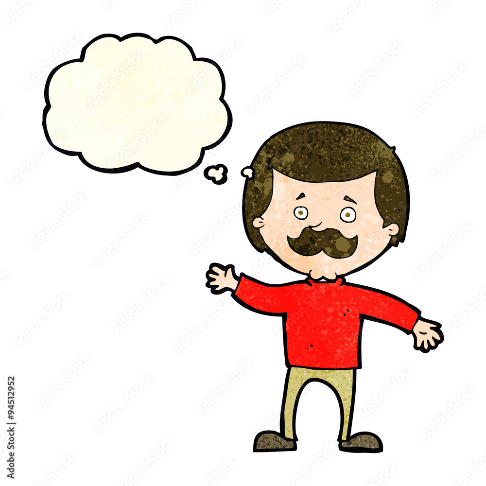 cartoon dad waving with thought bubble cartoon dad waving with thought bubble