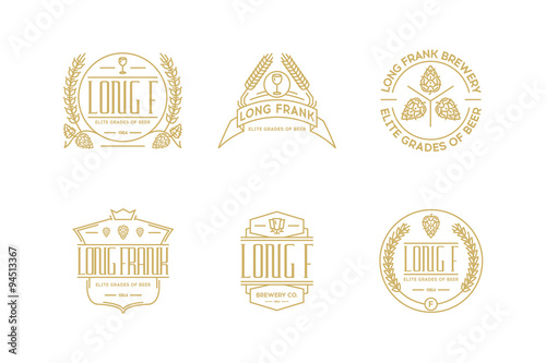 Retro line beer labels. Stock vector  elements.