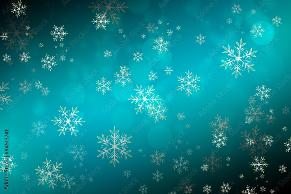 sfondo blu con cristalli di neve che cadono