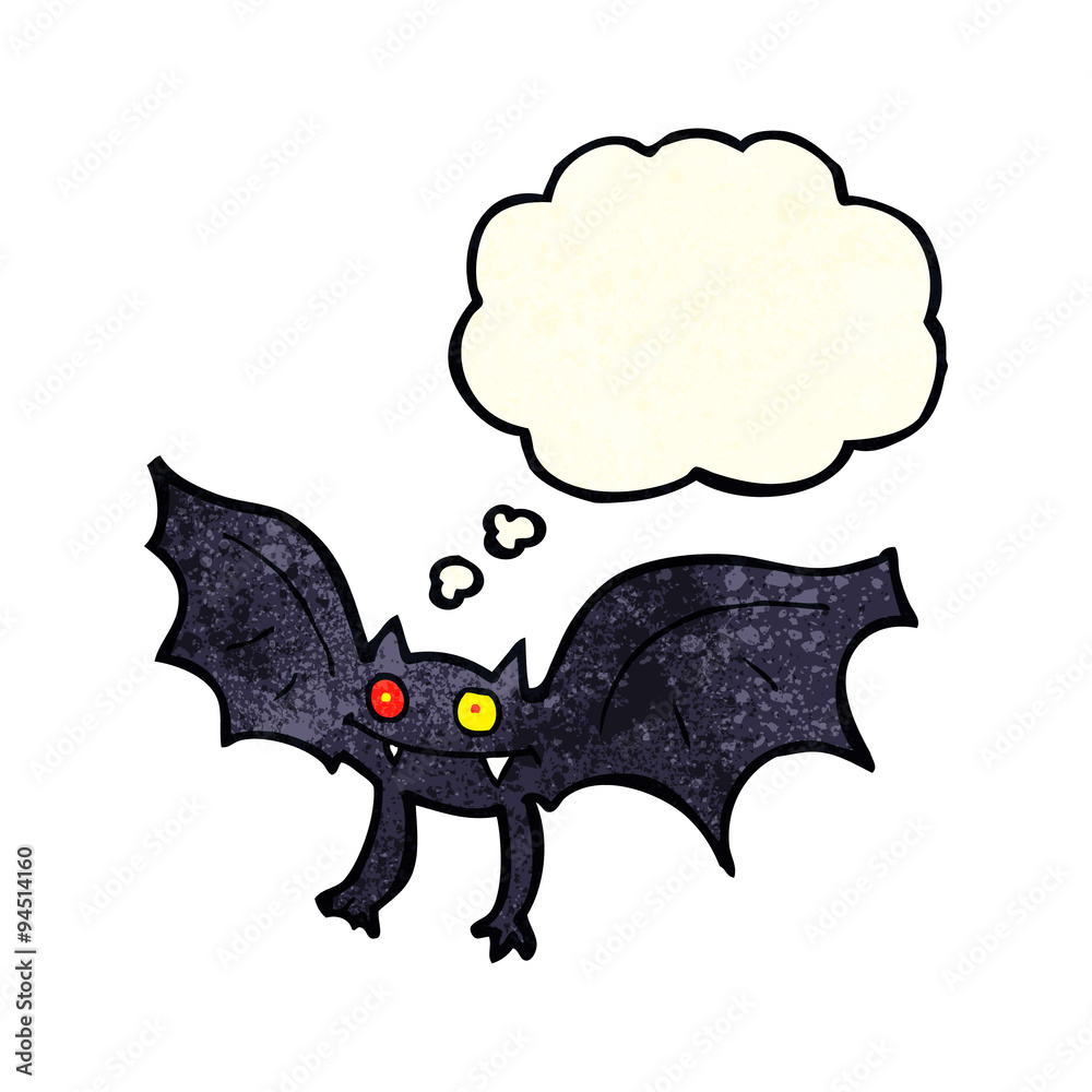 Obraz premium cartoon vampire bat with thought bubble