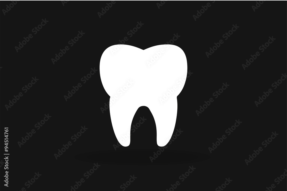 Tooth black and white Icon vector silhouette Tooth black and white Icon vector silhouette