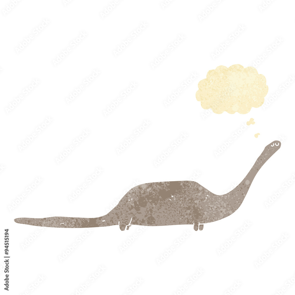 Obraz premium cartoon dinosaur with thought bubble