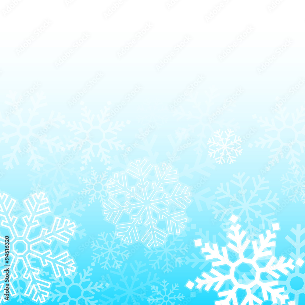 Abstract blue christmas snowflakes background