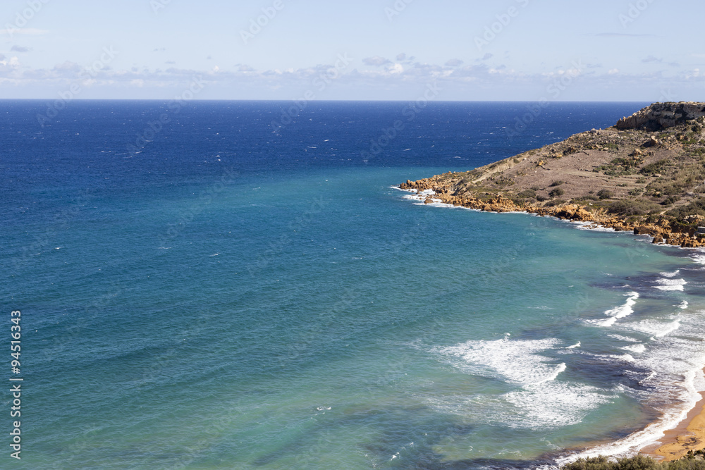  View on Ramla Bay on Malta on Mediterranean Sea, Europe
