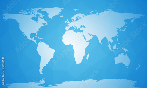 Fototapeta Naklejka Na Ścianę i Meble -  Map of World, blue style in low poly design.