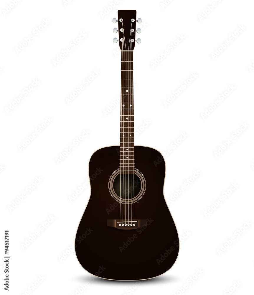 Black acoustic guitar. Vector illustration