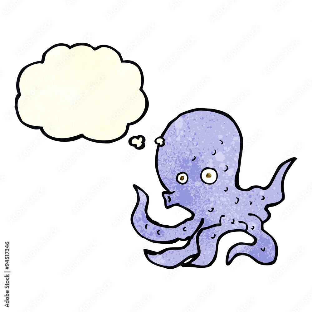 cartoon octopus with thought bubble cartoon octopus with thought bubble