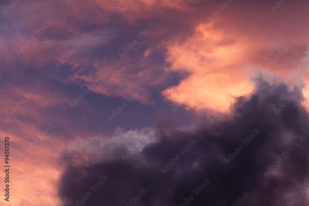 colorful clouds fragmented in sunset