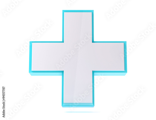 3D isolated medical aid cross render