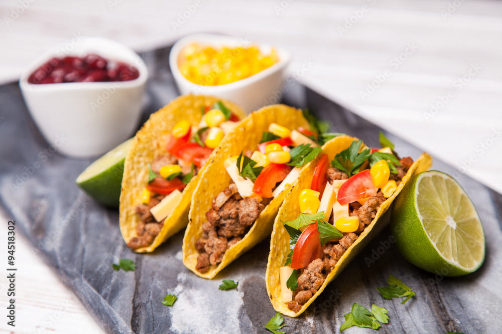 Delicious tacos with beef Delicious tacos with beef