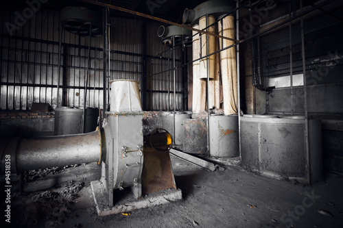 air cleaner machine in an abandoned factory building