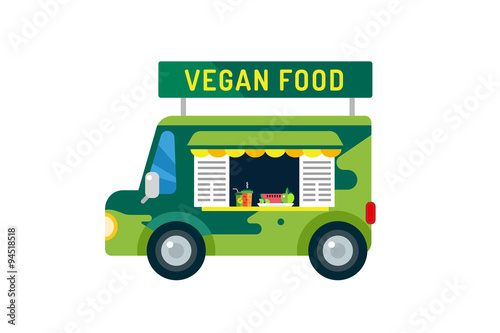 Vegan city food car van icon
