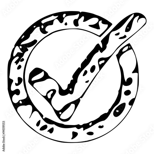 Black and white check mark or tick icon - grunge style