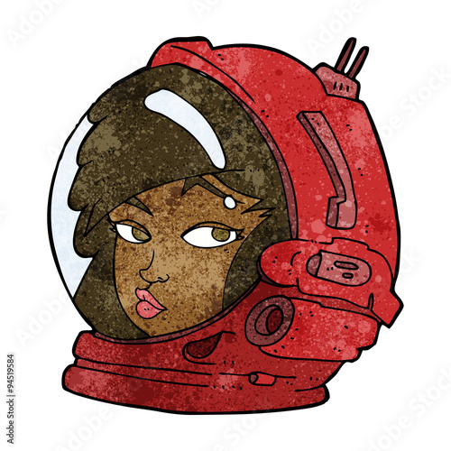 cartoon female astronaut