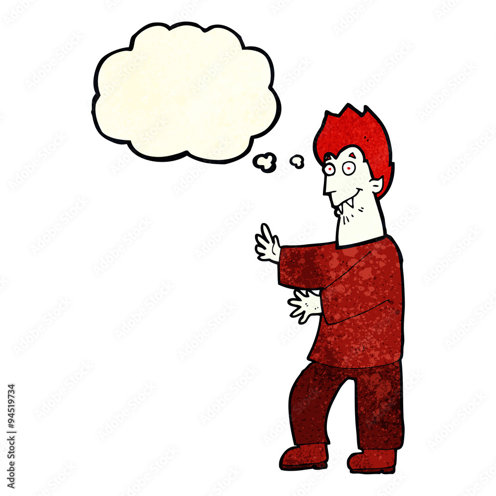 Fototapeta premium cartoon vampire waving hands with thought bubble