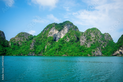 Mountain islands and sea in Halong Bay