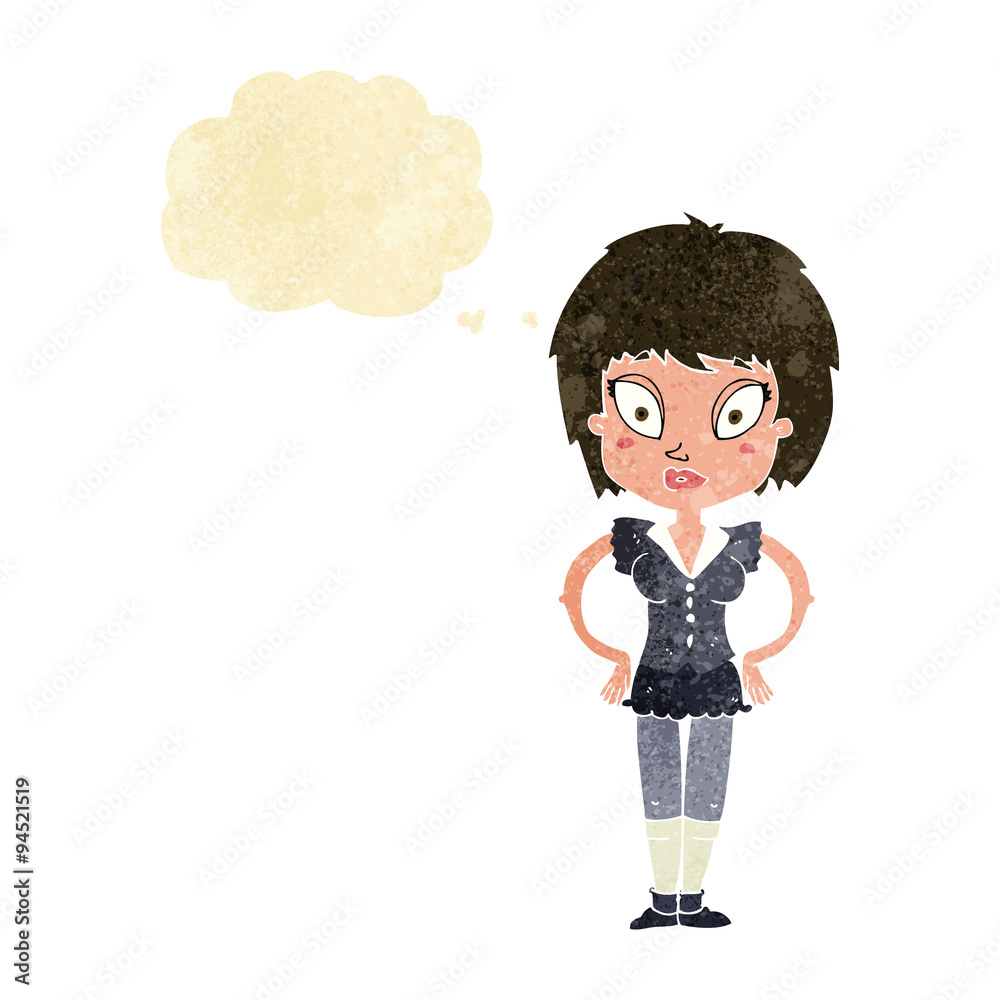 cartoon pretty girl with thought bubble cartoon pretty girl with thought bubble