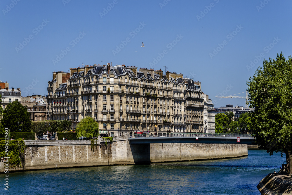 Naklejka premium View of the embankment of river Seine. Paris, France.