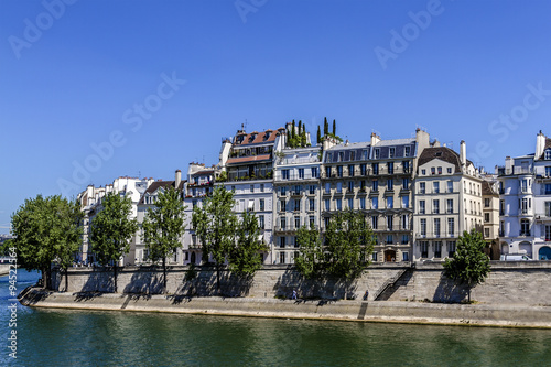 View of the embankment of river Seine. Paris, France.