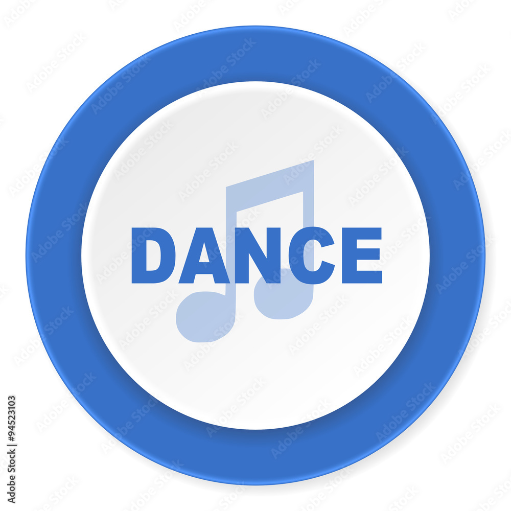 dance music blue circle 3d modern design flat icon on white background dance music blue circle 3d modern design flat icon on white background