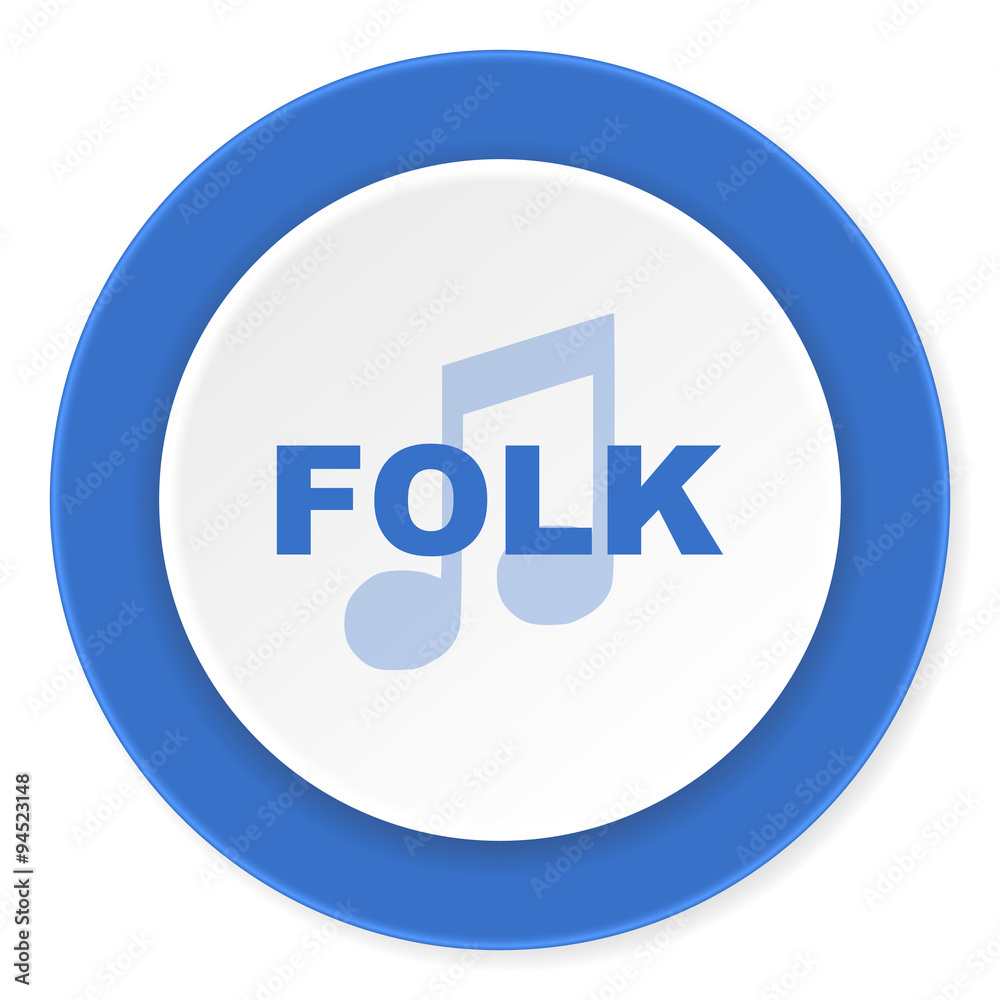 folk music blue circle 3d modern design flat icon on white background folk music blue circle 3d modern design flat icon on white background