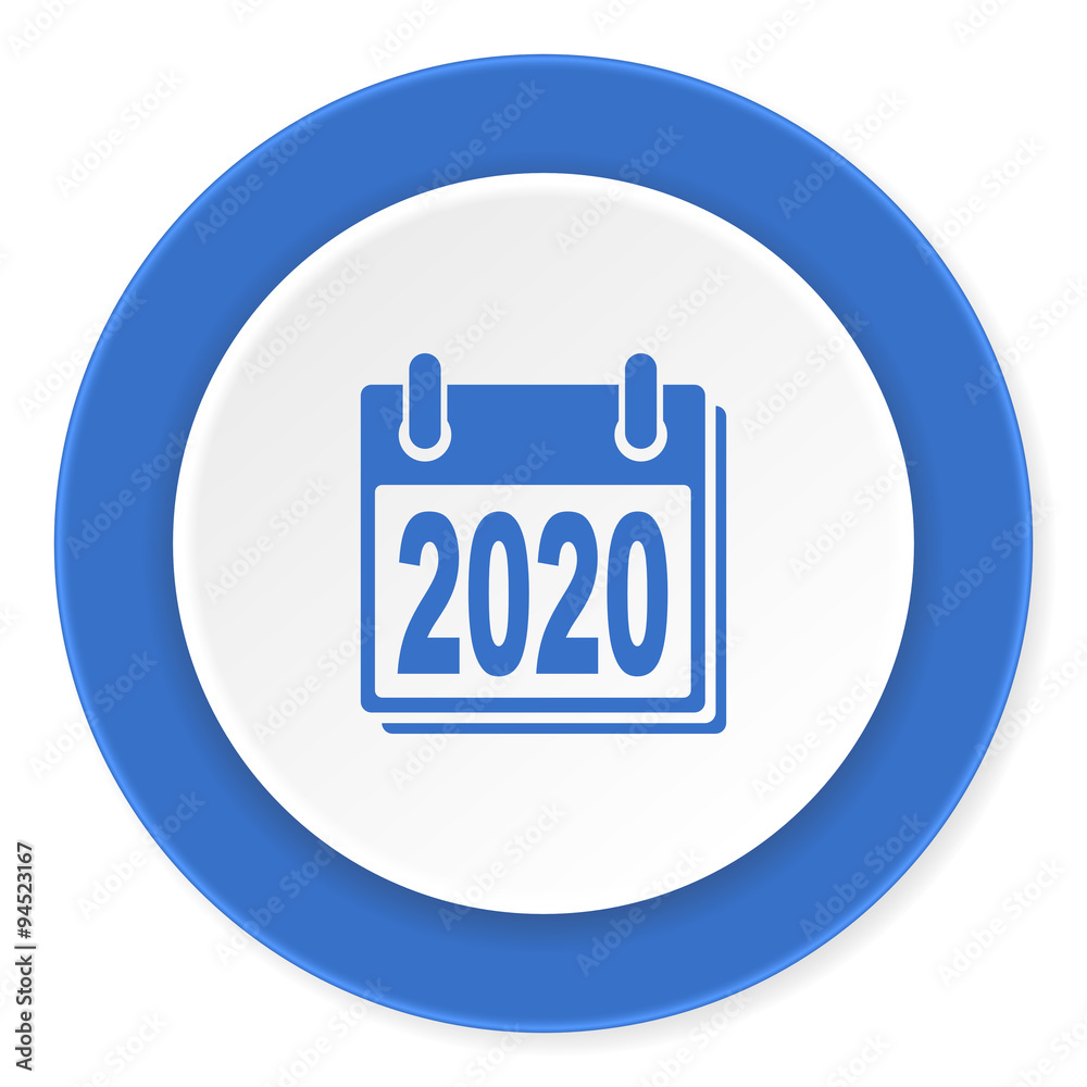 new year 2020 blue circle 3d modern design flat icon on white background new year 2020 blue circle 3d modern design flat icon on white background