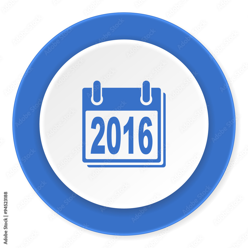 new year 2016 blue circle 3d modern design flat icon on white background new year 2016 blue circle 3d modern design flat icon on white background