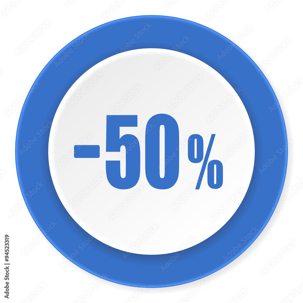 50 percent sale retail blue circle 3d modern design flat icon on white background 50 percent sale retail blue circle 3d modern design flat icon on white background
