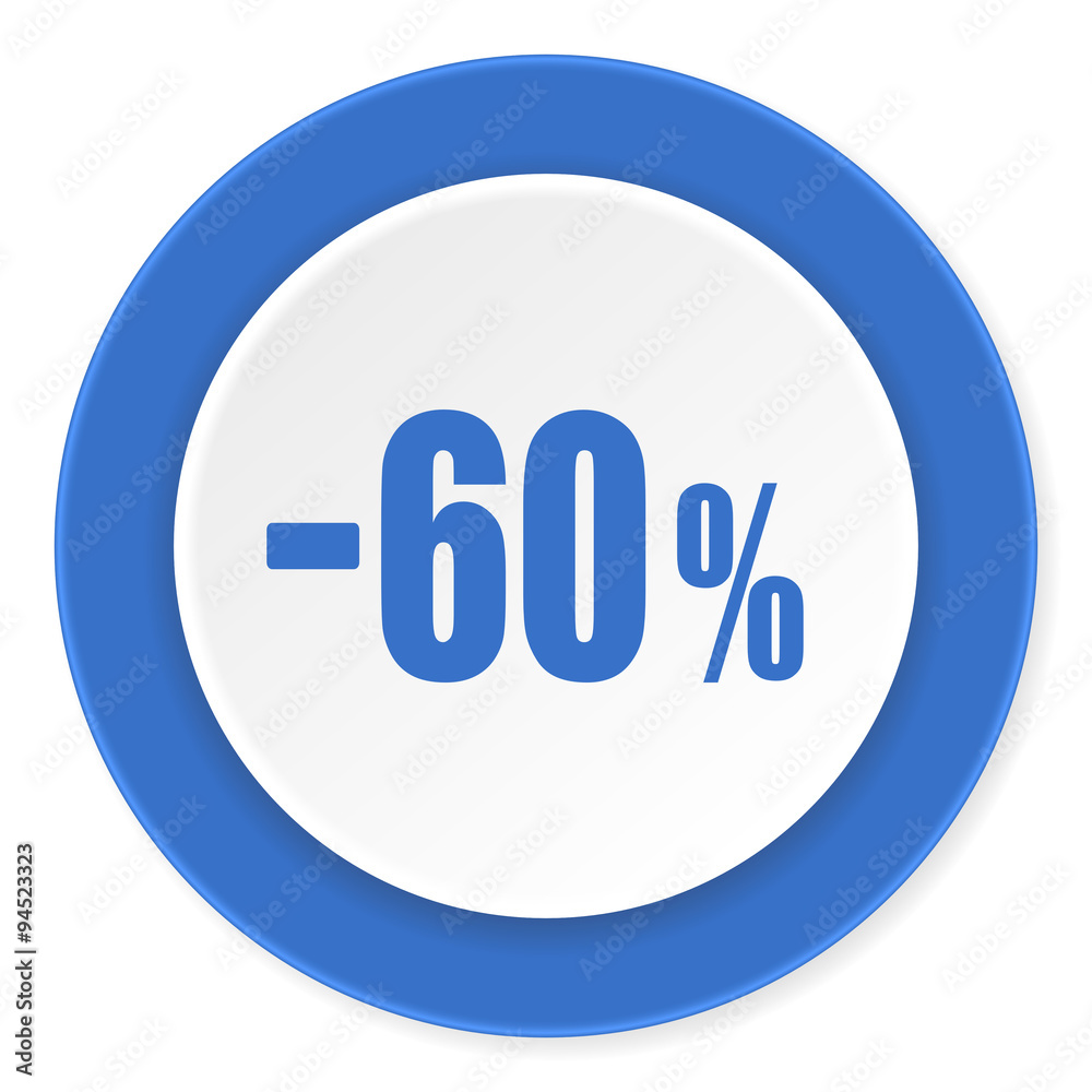 60 percent sale retail blue circle 3d modern design flat icon on white background 60 percent sale retail blue circle 3d modern design flat icon on white background