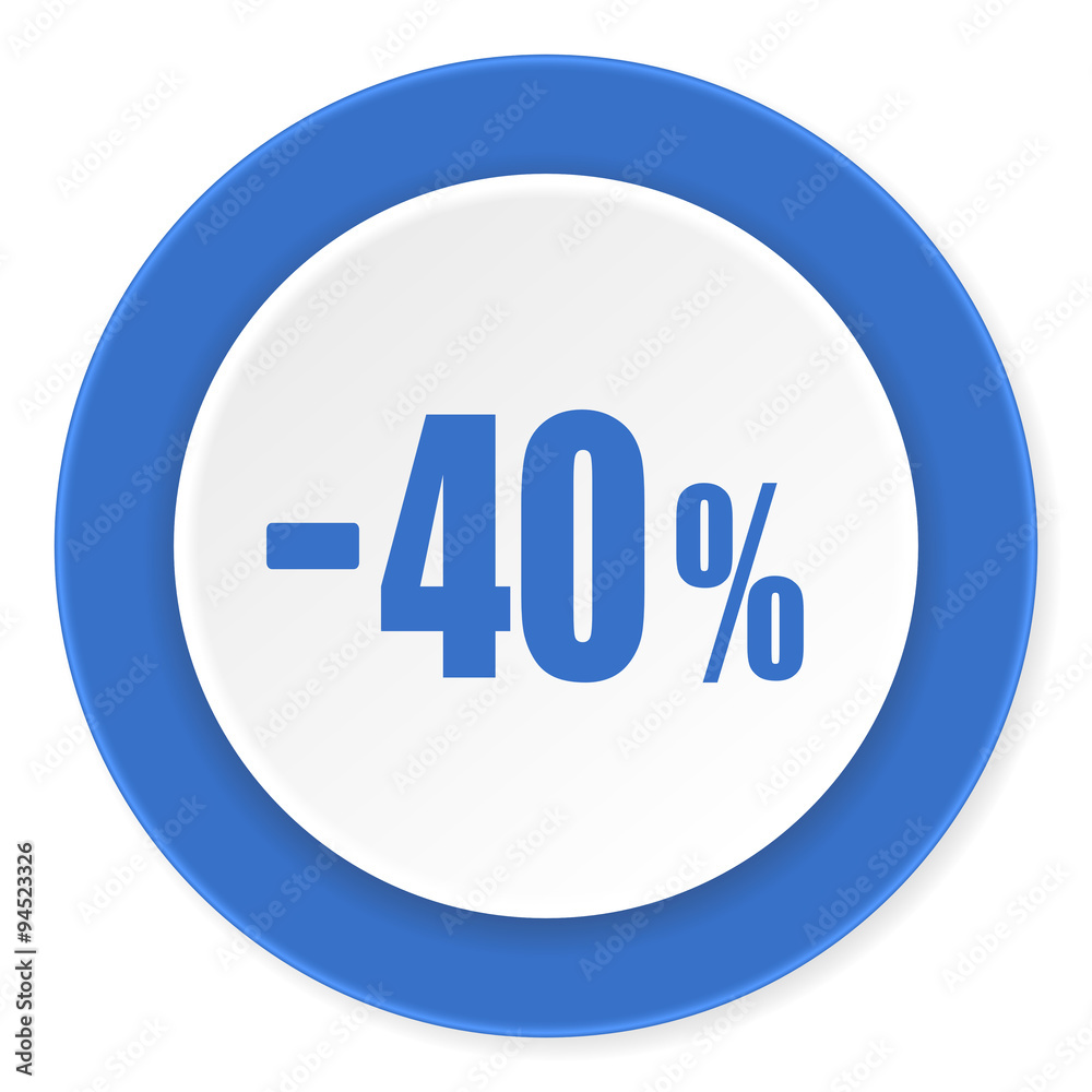 40 percent sale retail blue circle 3d modern design flat icon on white background 40 percent sale retail blue circle 3d modern design flat icon on white background
