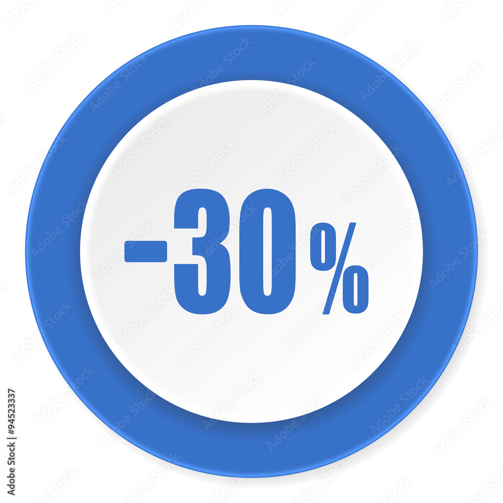 30 percent sale retail blue circle 3d modern design flat icon on white background 30 percent sale retail blue circle 3d modern design flat icon on white background