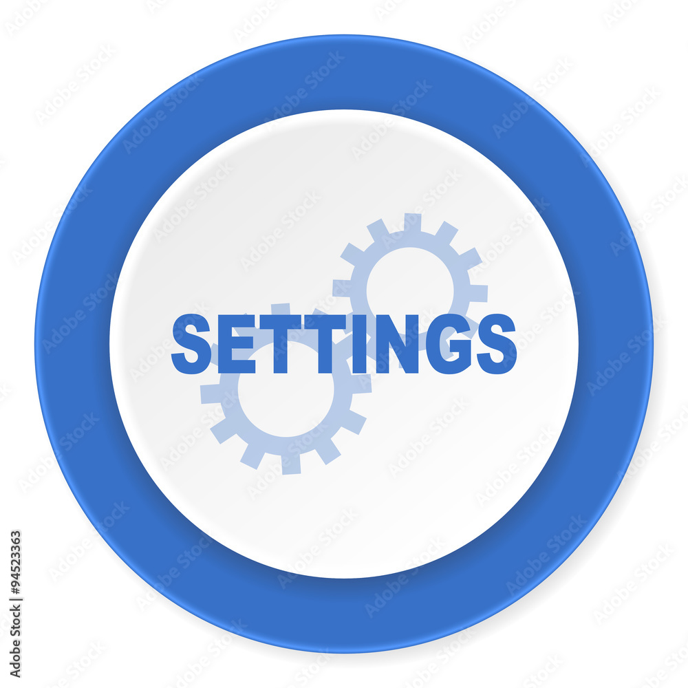 settings blue circle 3d modern design flat icon on white background settings blue circle 3d modern design flat icon on white background