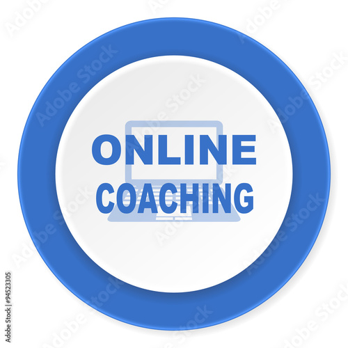 online coaching blue circle 3d modern design flat icon on white background