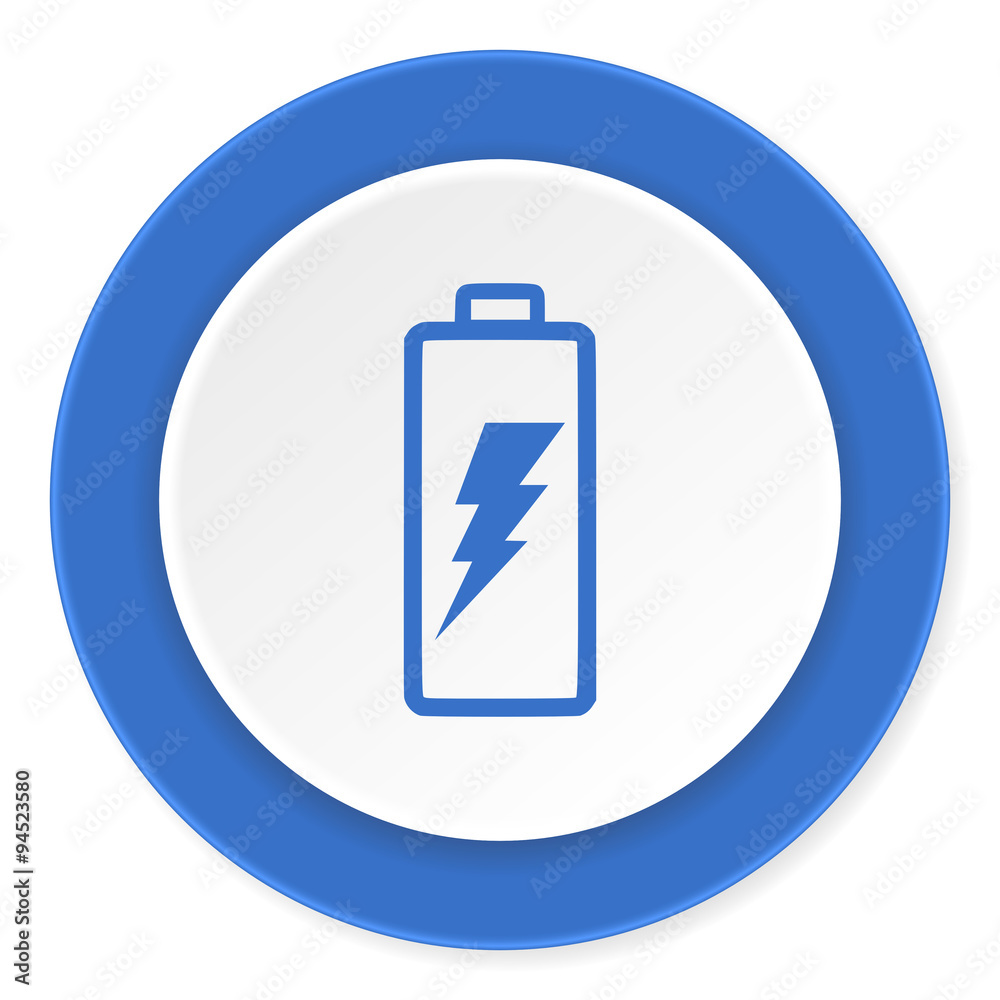 battery blue circle 3d modern design flat icon on white background battery blue circle 3d modern design flat icon on white background