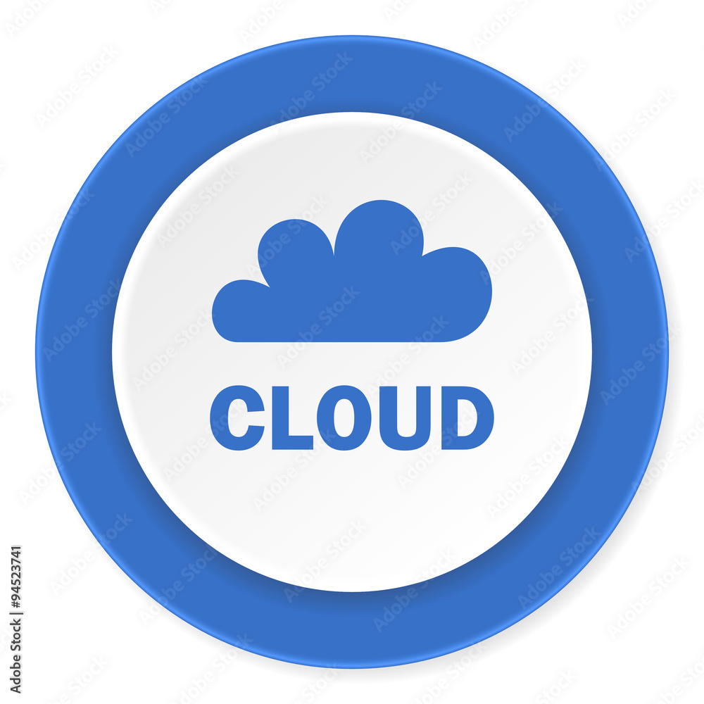 cloud blue circle 3d modern design flat icon on white background