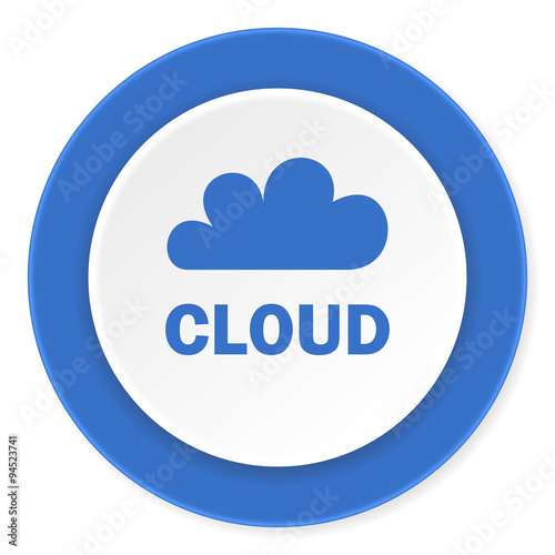 cloud blue circle 3d modern design flat icon on white background
