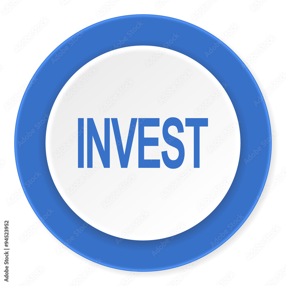 nvest blue circle 3d modern design flat icon on white background nvest blue circle 3d modern design flat icon on white background