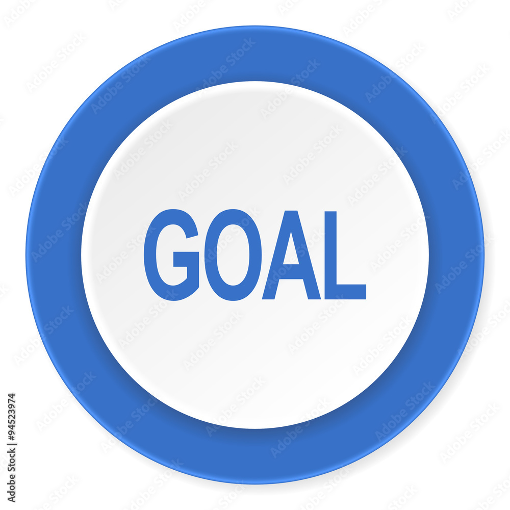 goal blue circle 3d modern design flat icon on white background