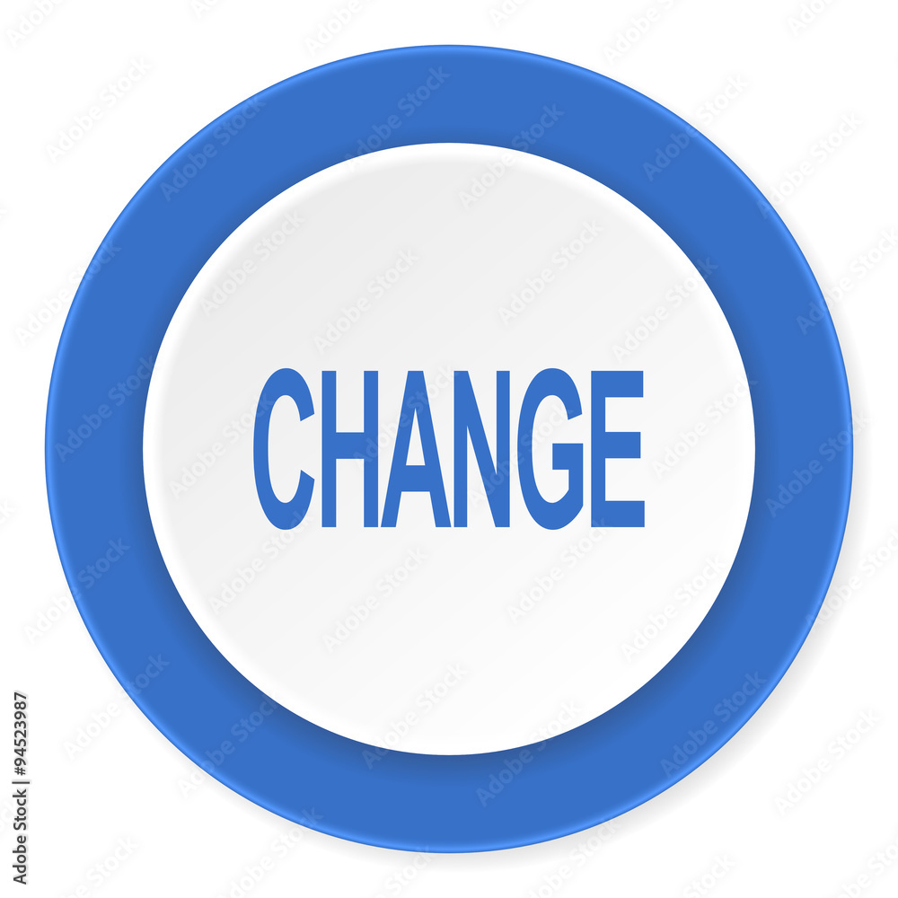 change blue circle 3d modern design flat icon on white background change blue circle 3d modern design flat icon on white background