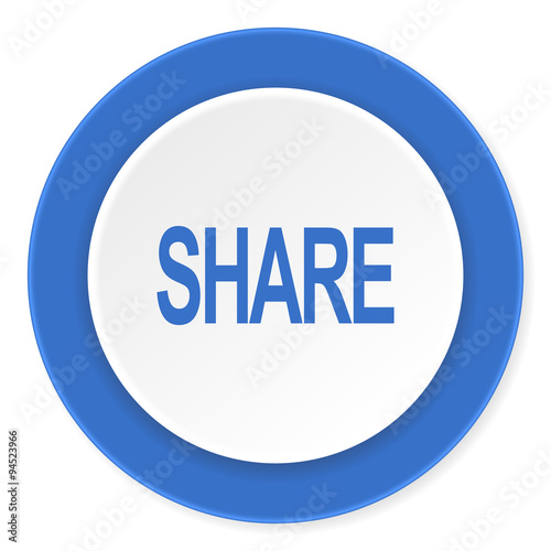 share blue circle 3d modern design flat icon on white background