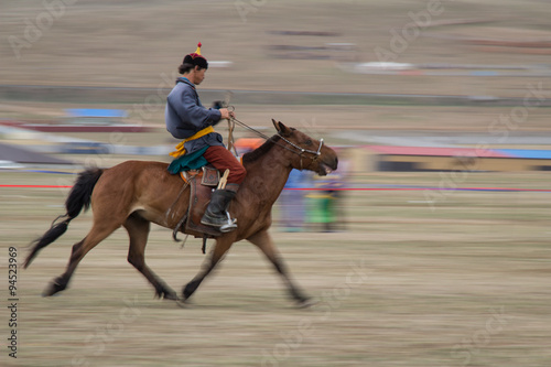 smeared picture of mongolian rider
