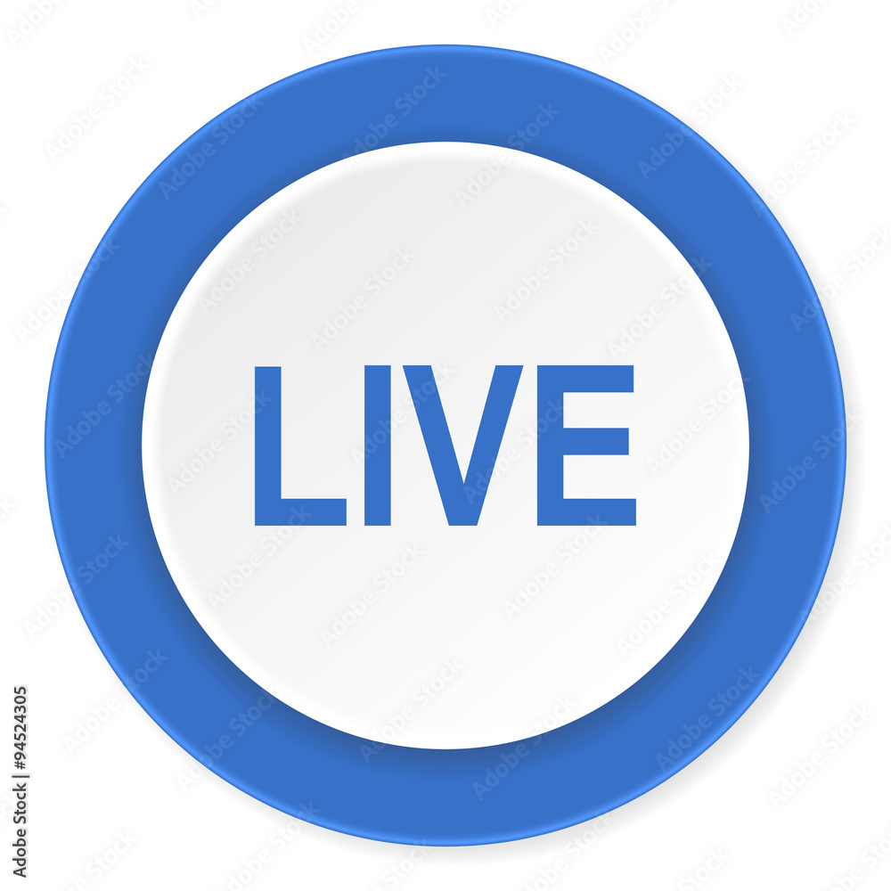 live blue circle 3d modern design flat icon on white background live blue circle 3d modern design flat icon on white background
